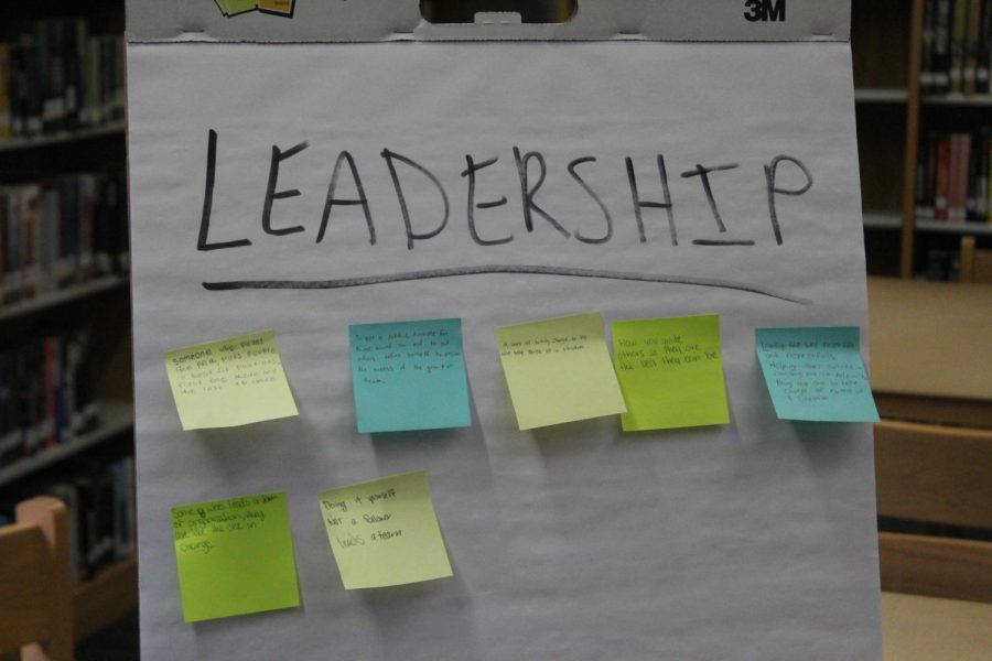 Students+write+what+leadership+means+to+them+on+a+sticky+note.