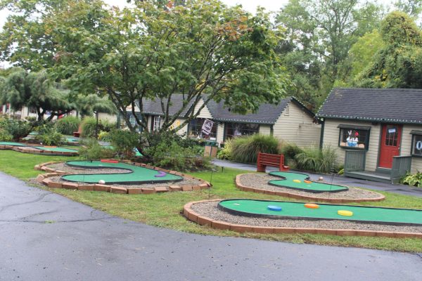 The mini golf course is the center of attraction at the Apple Valley Village Shops.